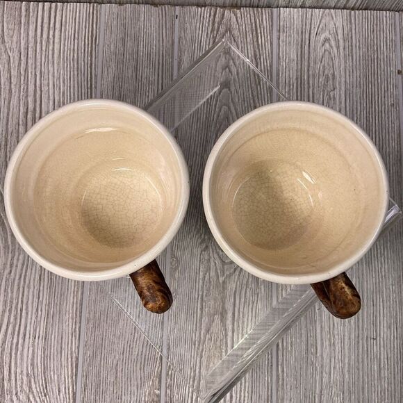 Vintage 1958 Treasure Craft Pottery Mugs Barrel Design MCM Set of 2 - Picture 6 of 9